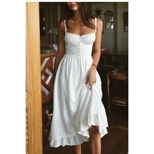 Corset Dress Coastal Cowgirl White NWT NEW Large Cottage Fairy Festival Commense